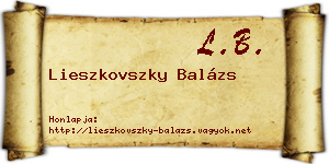 Lieszkovszky Balázs névjegykártya