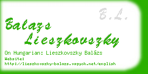 balazs lieszkovszky business card